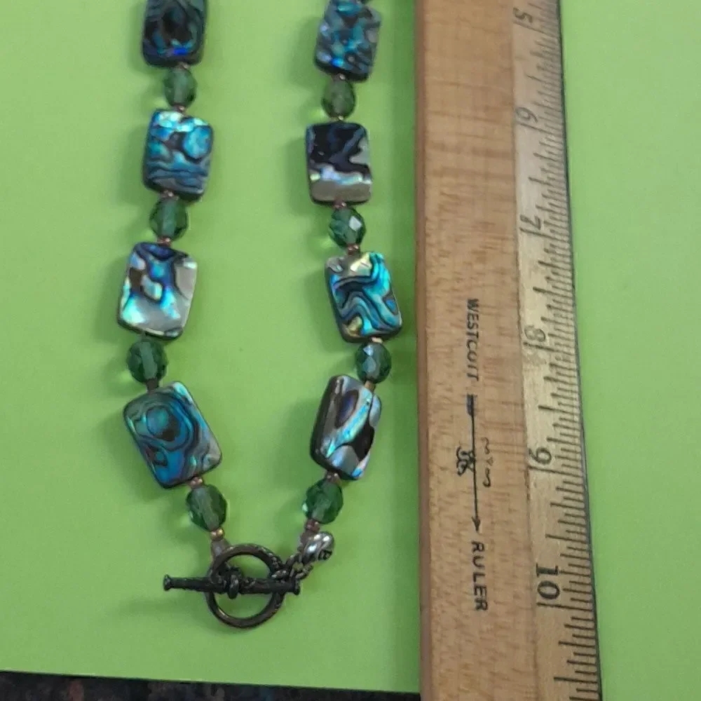Vintage Abalone Necklace Signed 